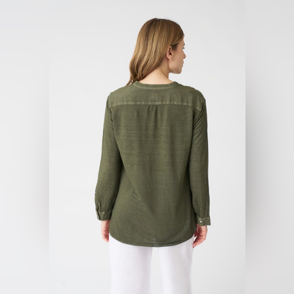 120% Lino- Elegant Blouse with Side Slits for Women - Picture 3 of 7
